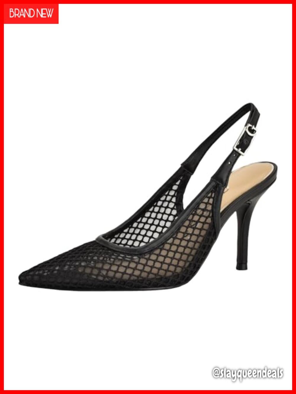 GUESS Pandy Mesh Slingback Square Toe Pump Heel Evening Formal
